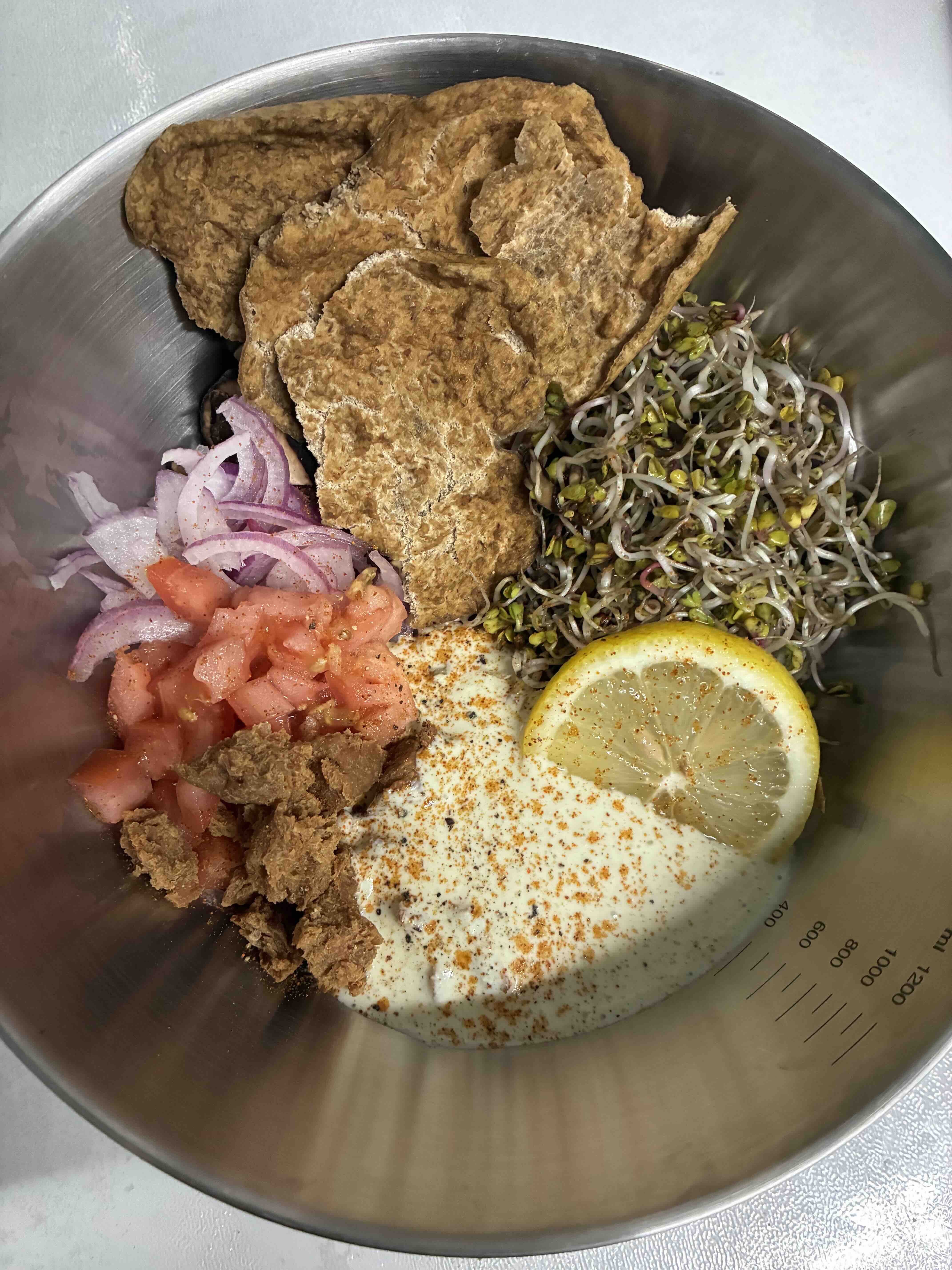 Green Lentil Bread in Salad Bowl