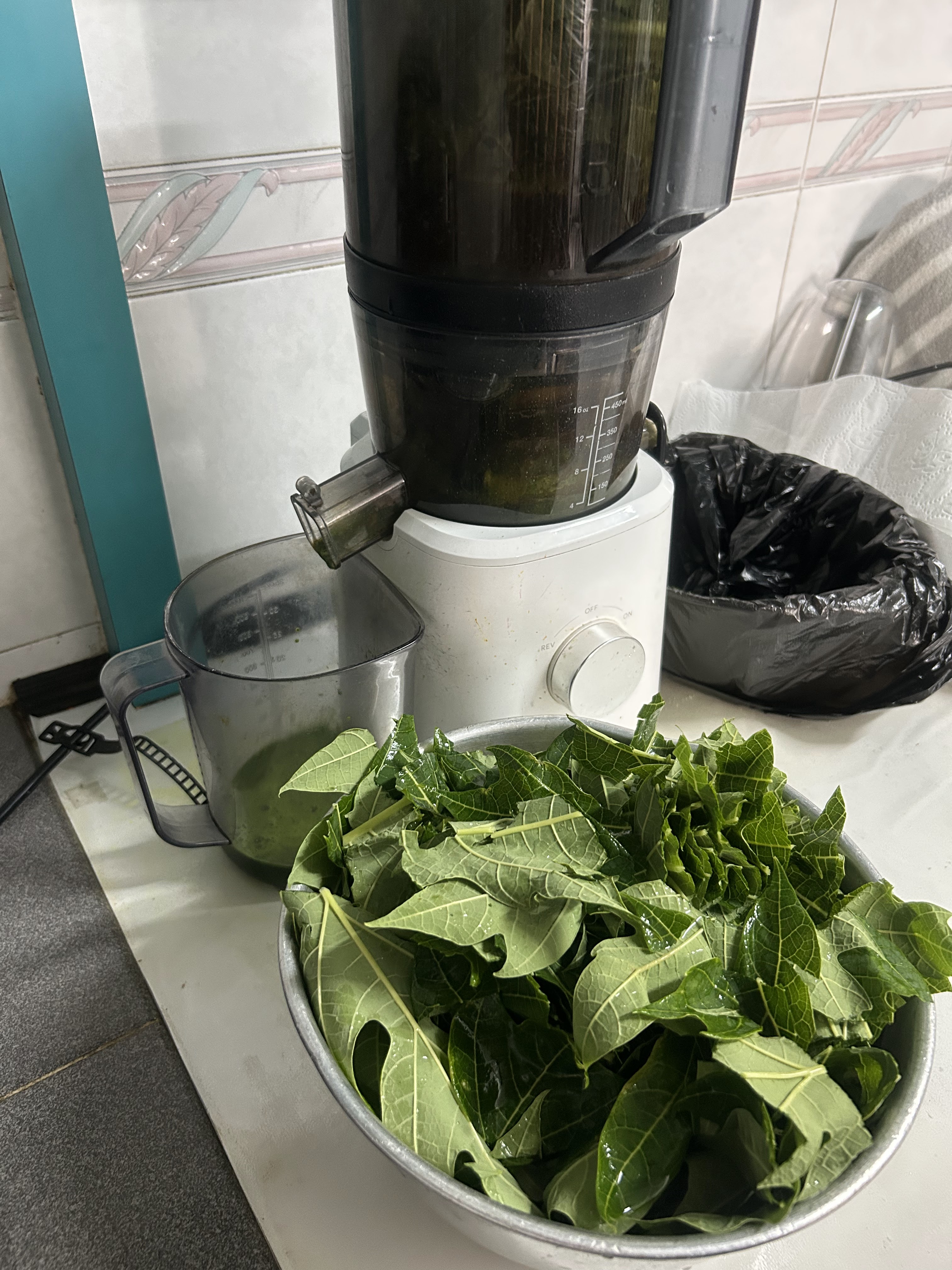 Slow pressing the bitter greens