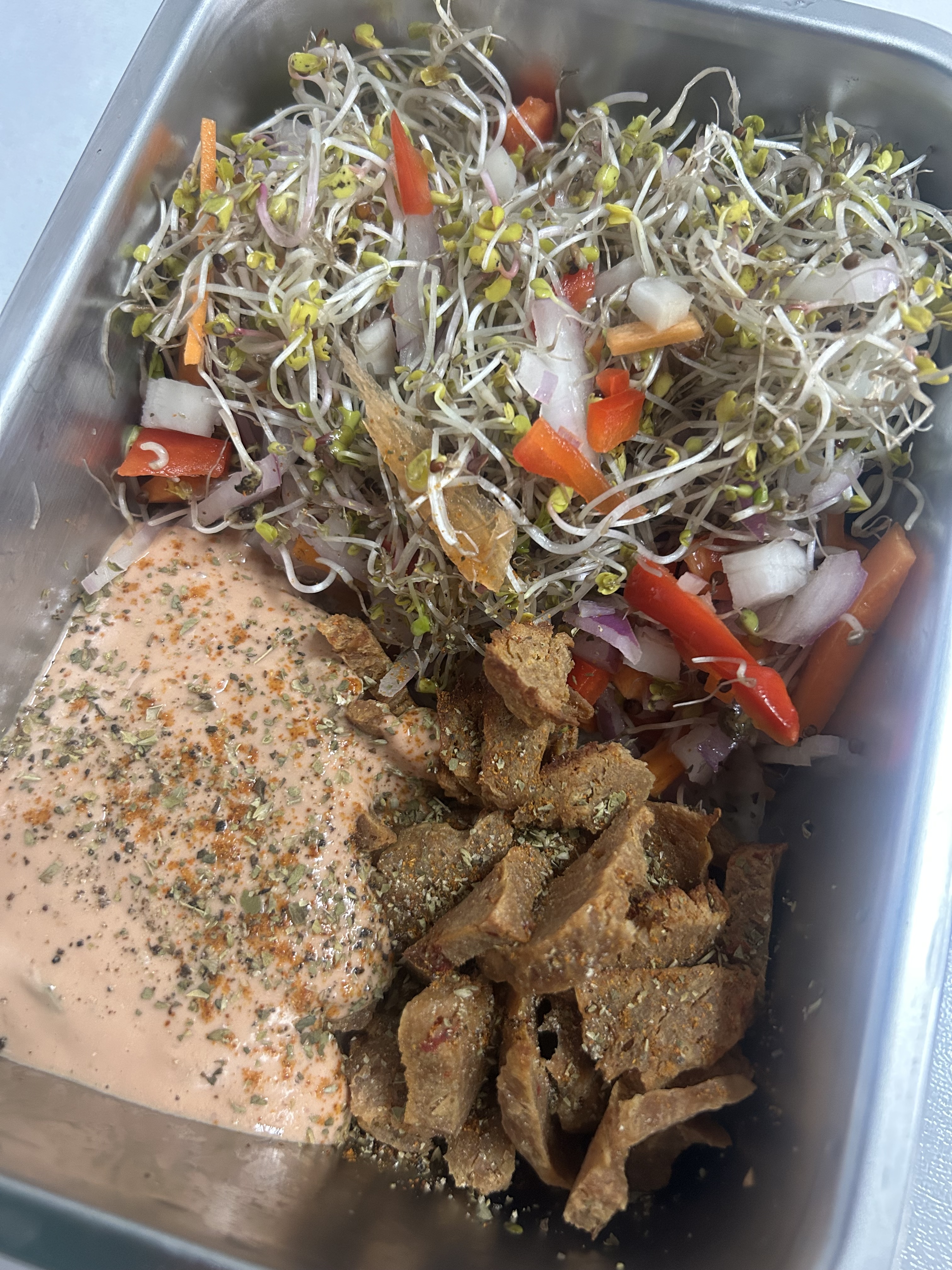 Seitan with Homemade Thousand Island Sauce