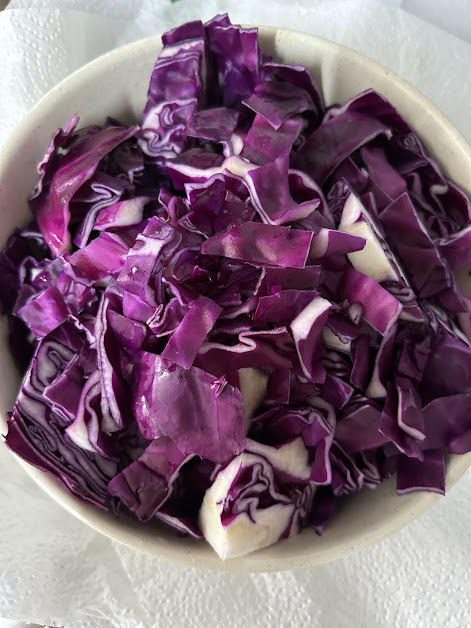 Sliced red cabbage